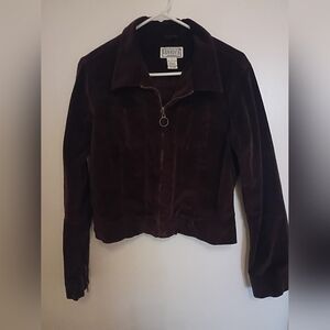 B B Dakota‎ Dark Brown Light Weight Women's Light Corduroy Cropped Jacket